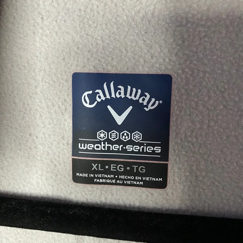 Callaway Golf Vest Mens XL Light Grey Weather Series Full Zip Fleece Lined Mock